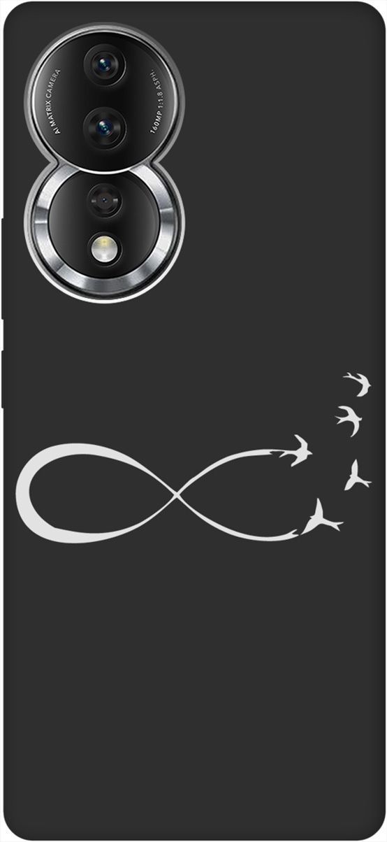 

Матовый Soft Touch Чехол на Honor 80 с 3D принтом "Infinity W" черный, Черный;серебристый, 159063