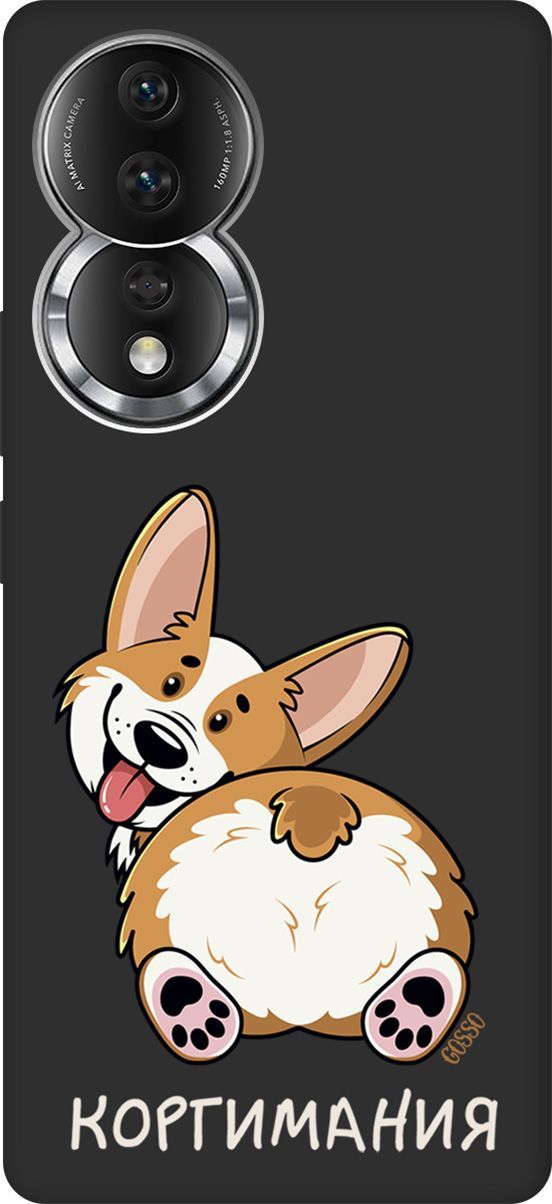 

Матовый Soft Touch Чехол на Honor 80 с 3D принтом "CorgiMania" черный, Черный;бежевый, 159062