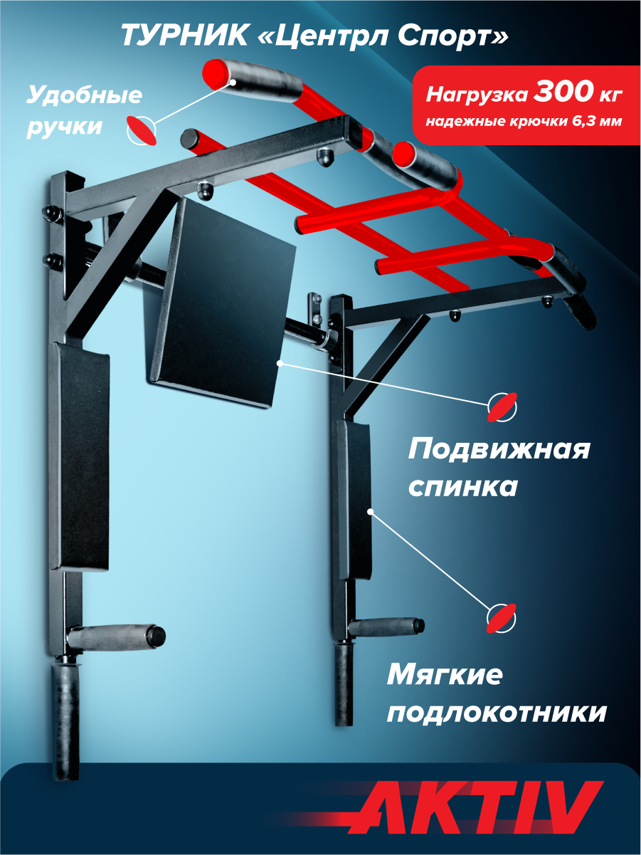 

Турник 3в1 Absolute Champion Центрл Спорт черный красный разборный АЧ 9971, Центрл Спорт (разборный)