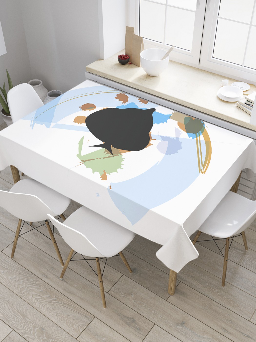 

Скатерть прямоугольная JoyArty "Камбала абстракция" из сатена, 180x145 см, Белый, Камбала абстракция