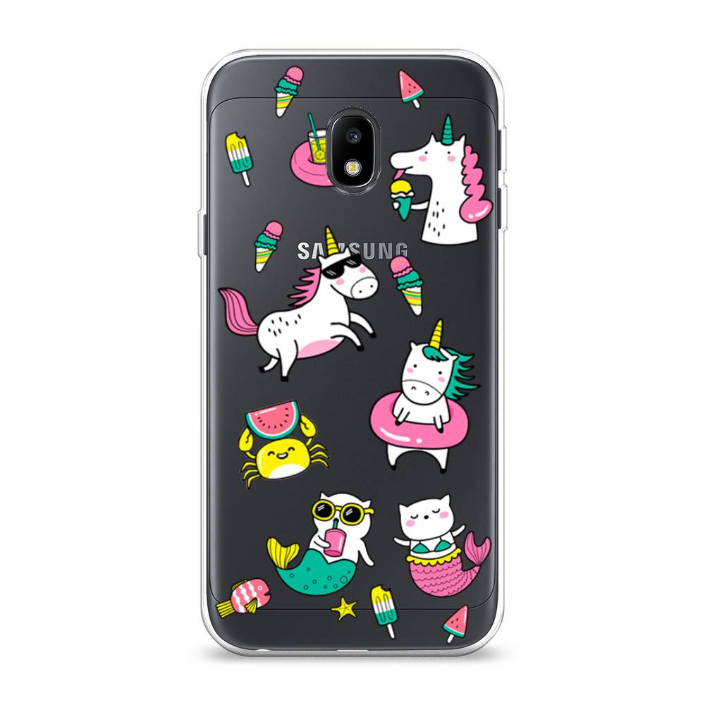 

Чехол Awog на Samsung Galaxy J3 2017 / Самсунг J3 2017 "На отдыхе", Белый;голубой;розовый, 22550-2