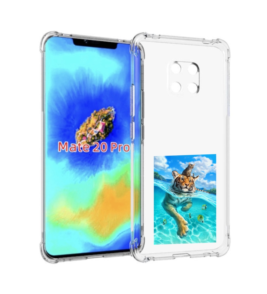 

Чехол MyPads Кот-на-тигре для Huawei Mate 20 Pro/Mate 20 RS 6.39, Прозрачный, Tocco