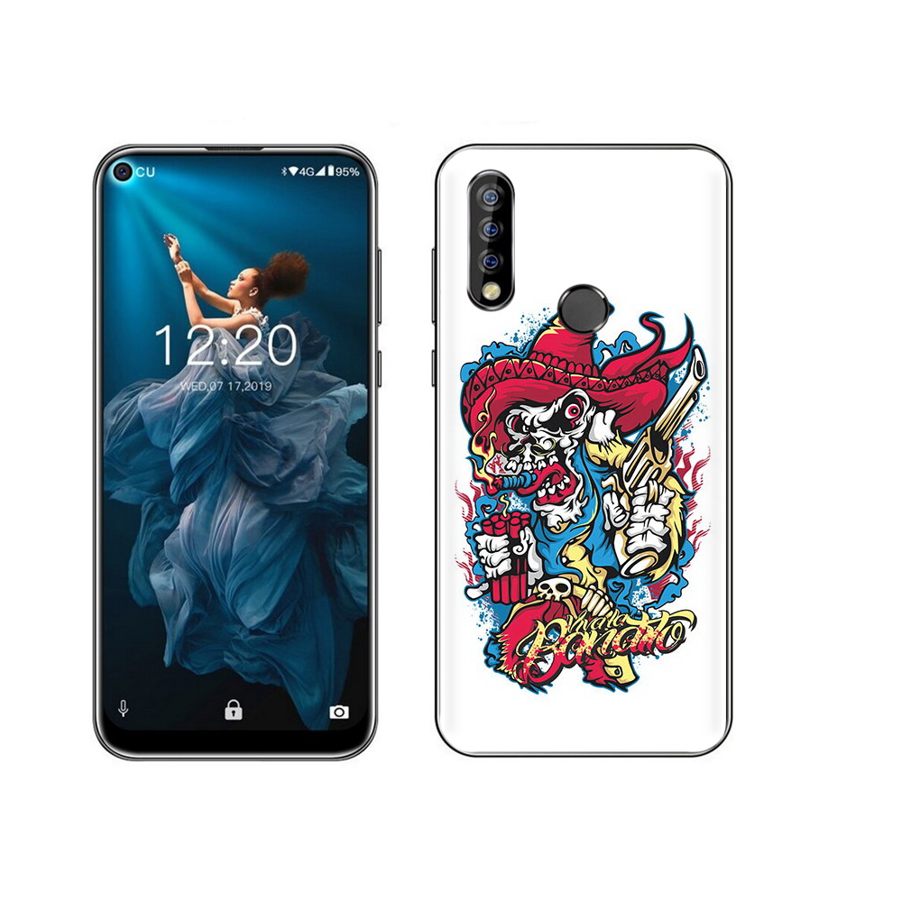 

Чехол MyPads Tocco для Oukitel C17 Pro нарисованный скелет с писталетом, Прозрачный, Tocco