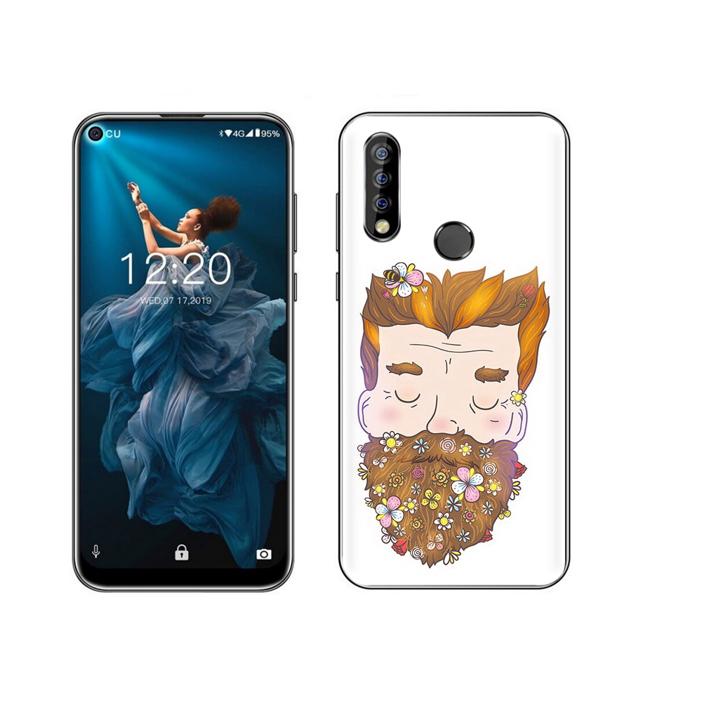 

Чехол MyPads Tocco для Oukitel C17 Pro мужчина с цветами в бороде, Прозрачный, Tocco