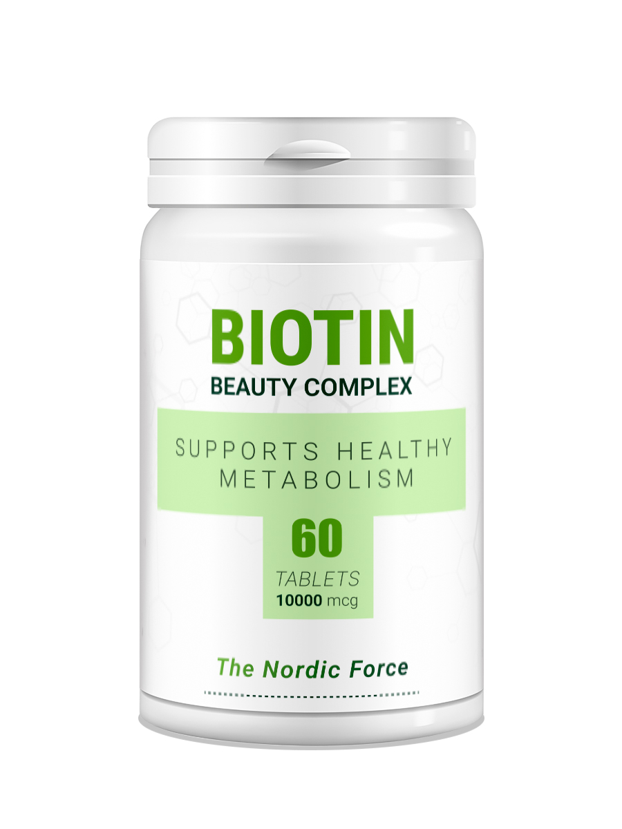 Купить The-Nordic-Force-Биотин-10000мкг-банка-60-таблеток, Комплекс витаминов The Nordic Force Биотин 10000мкг 60 таблеток