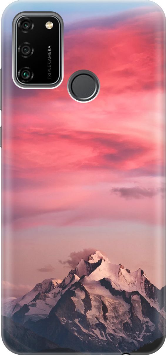 

Силиконовый чехол на Honor 9A с принтом "Горы и небо", Коричневый;розовый, 278