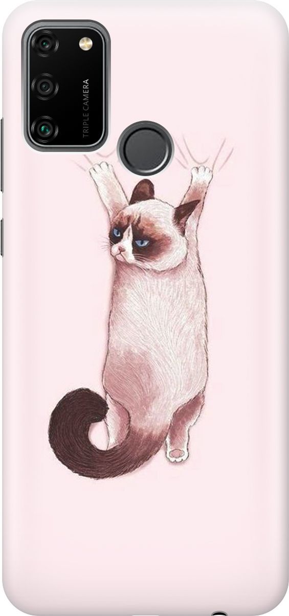 

Силиконовый чехол на Honor 9A с принтом "Недовольный кот", Белый;розовый, 278