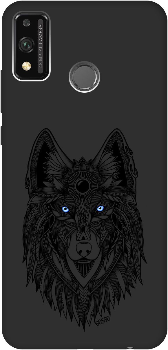 

Матовый чехол на Honor 9X Lite с принтом "Grand Wolf" черный, Черный;голубой, 243