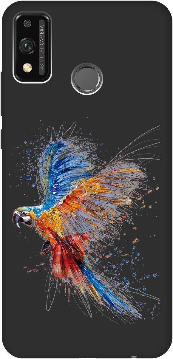 

Матовый чехол на Honor 9X Lite с принтом "Colorful Parrot" черный, Черный;красный, 243