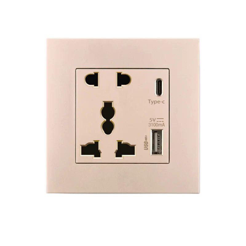 фото Розетка yousmart wall socket 5 pins usb-a type-c gold y1-f01