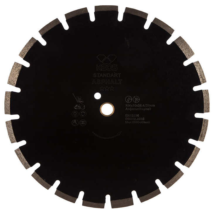фото Keos диск алмазный standart сегментный асфальт 350мм/25.4/20 dba02.350s