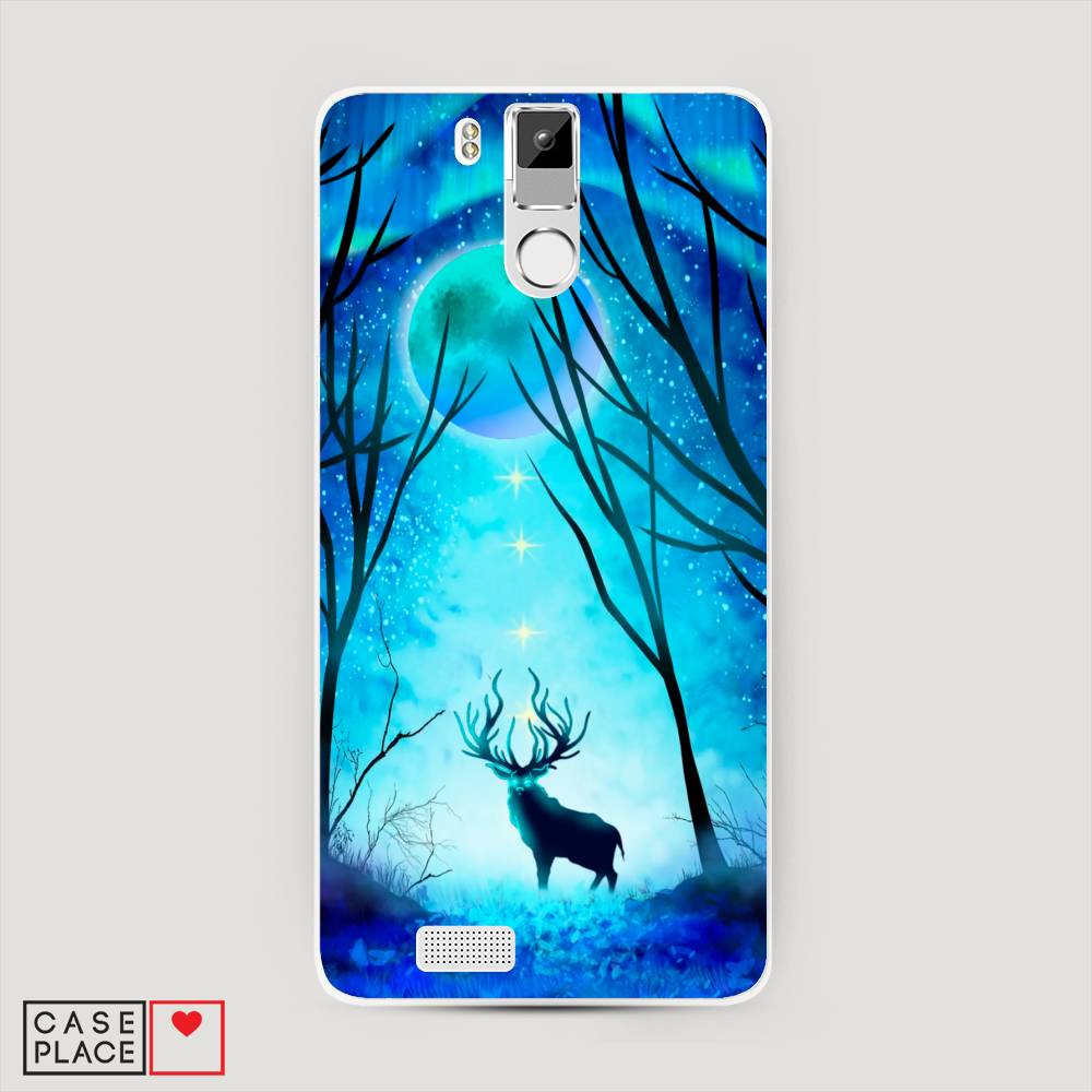

Чехол на Oukitel K6000 Pro "Олень северное сияние", Синий;черный;голубой, 230150-1