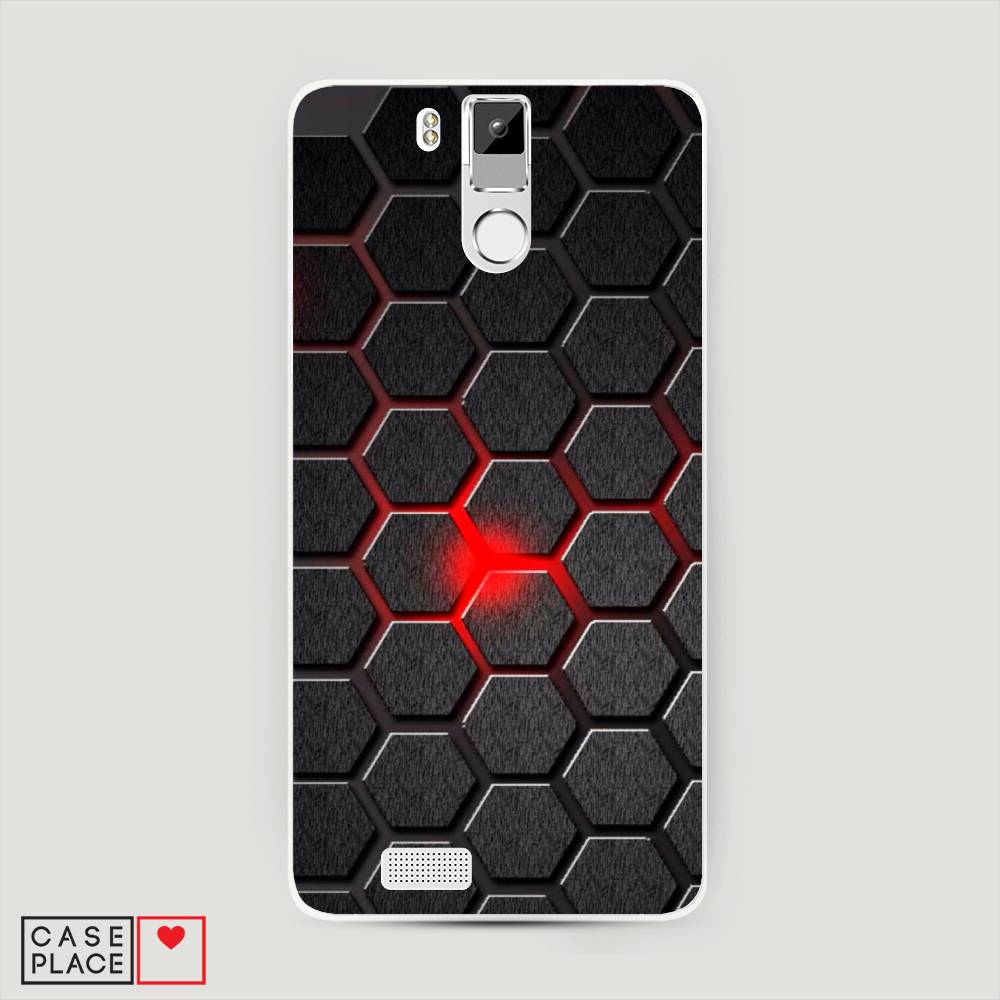 

Чехол на Oukitel K6000 Pro "Соты красные", Красный;черный;серый, 230150-3