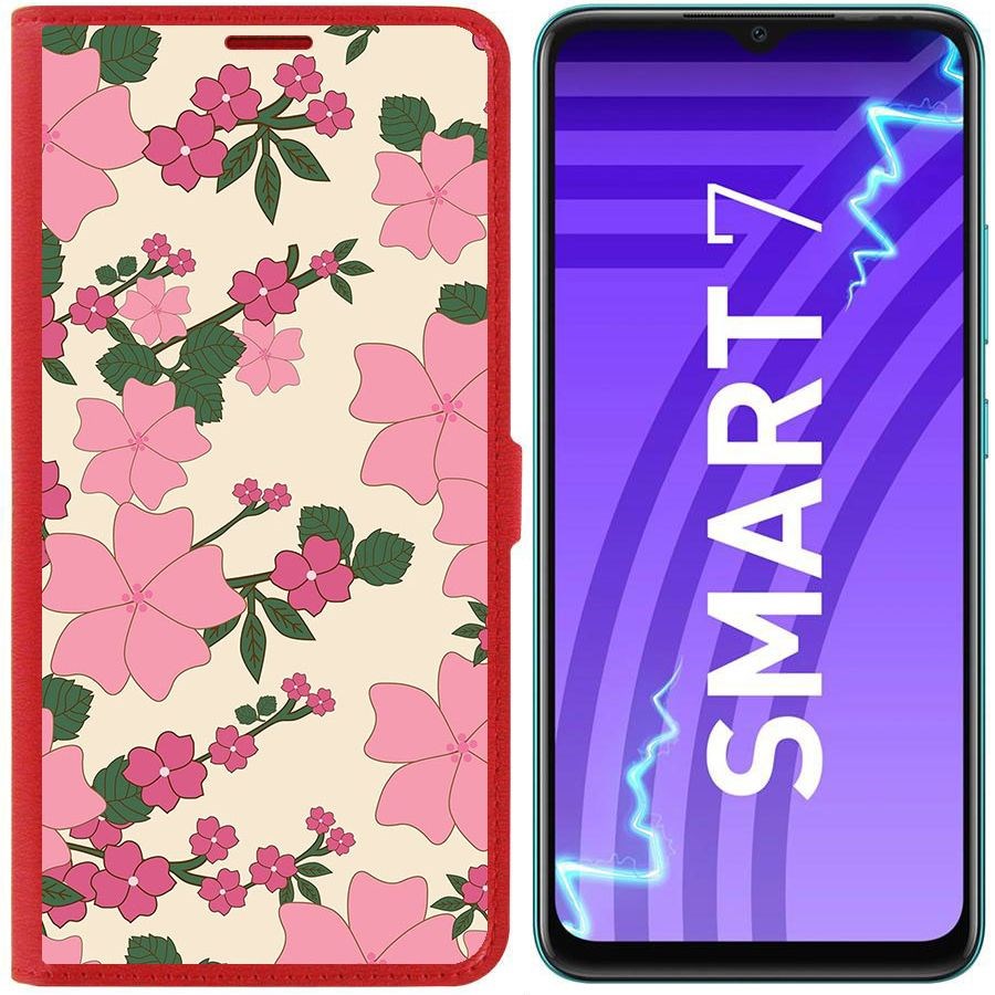 

Чехол-книжка Krutoff Eco Book для Infinix Smart 7 Цветочный паттерн 1 (красный)