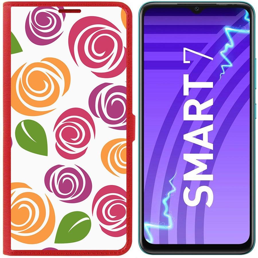 

Чехол-книжка Krutoff Eco Book для Infinix Smart 7 Цветочный паттерн 6 (красный)