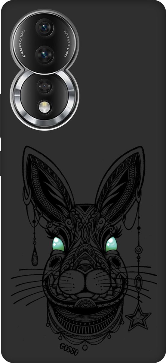 

Матовый Soft Touch Чехол на Honor 80 с 3D принтом "Grand Rabbit" черный, Черный;голубой, 159062