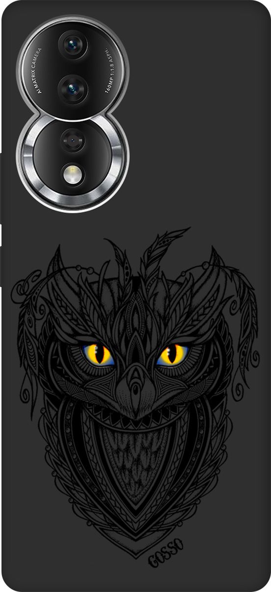 

Матовый Soft Touch Чехол на Honor 80 с 3D принтом "Grand Owl" черный, Черный;голубой, 159062