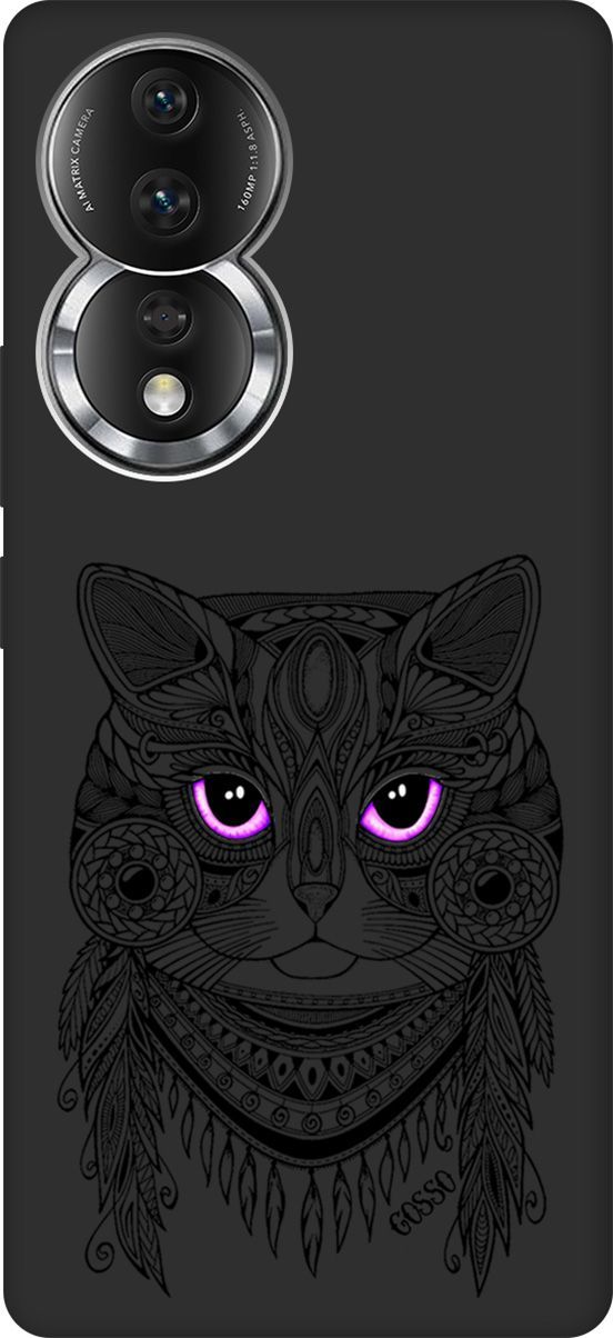 

Матовый Soft Touch Чехол на Honor 80 с 3D принтом "Grand Cat" черный, Черный;розовый, 159062