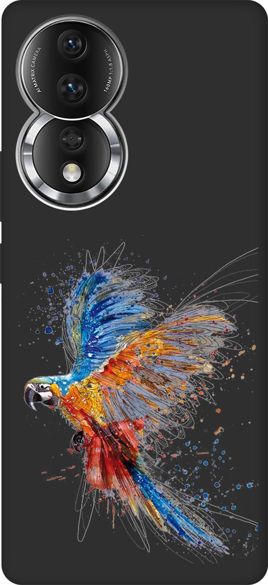 

Матовый Soft Touch Чехол на Honor 80 с 3D принтом "Colorful Parrot" черный, Черный;красный, 159062