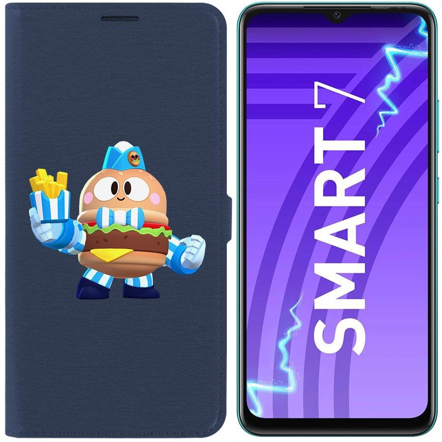 

Чехол-книжка Krutoff Eco Book для Infinix Smart 7 Brawl Stars-Бургер Лу (синий)