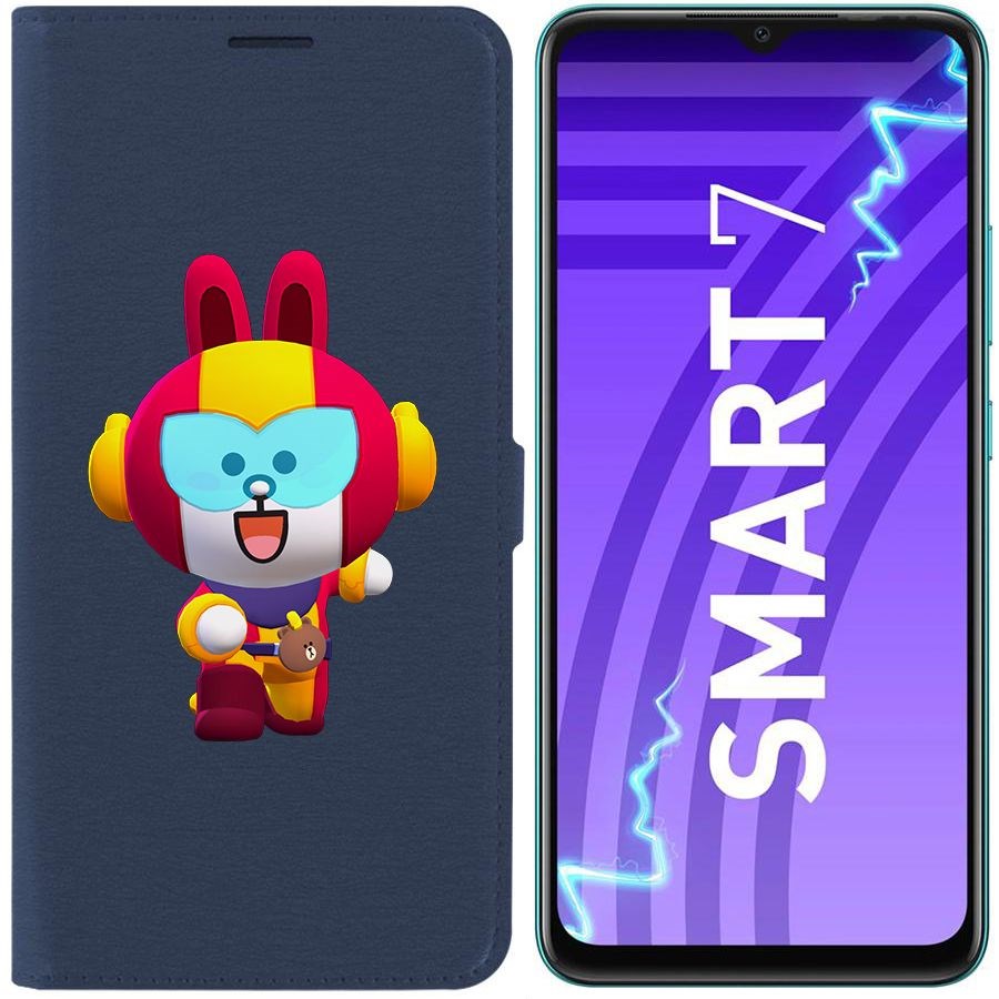 

Чехол-книжка Krutoff Eco Book для Infinix Smart 7 Brawl Stars-Кони Макс (синий)