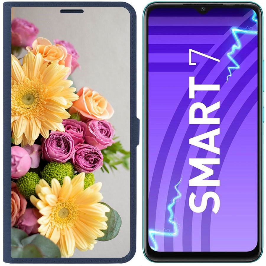 

Чехол-книжка Krutoff Eco Book для Infinix Smart 7 Букет (синий)