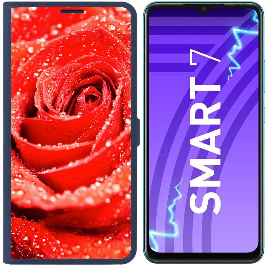 Чехол-книжка Krutoff Eco Book для Infinix Smart 7 Роза (синий)