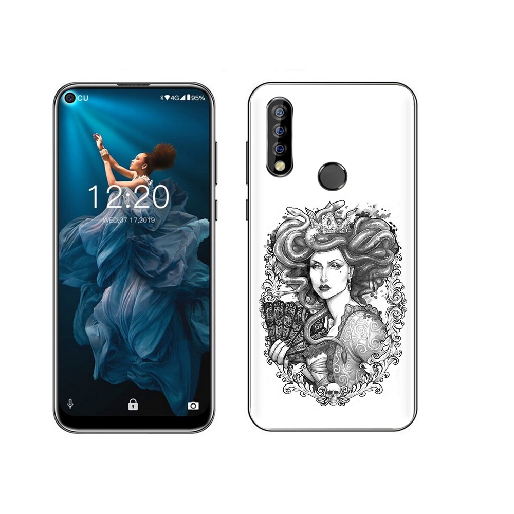 

Чехол MyPads Tocco для Oukitel C17 Pro медуза черно белый, Прозрачный, Tocco
