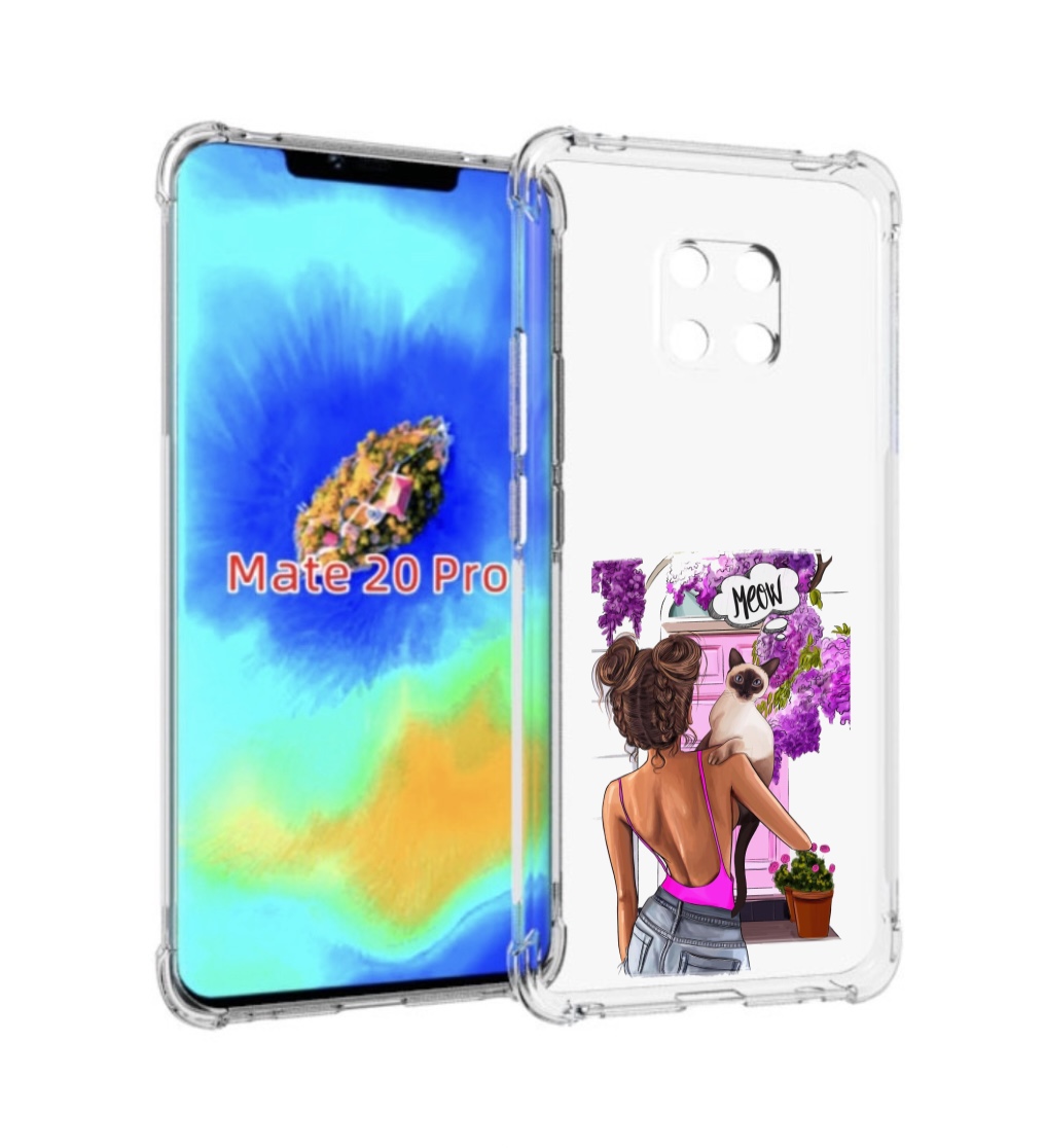 Чехол MyPads Девушка-с-котиком женский для Huawei Mate 20 Pro/Mate 20 RS 6.39