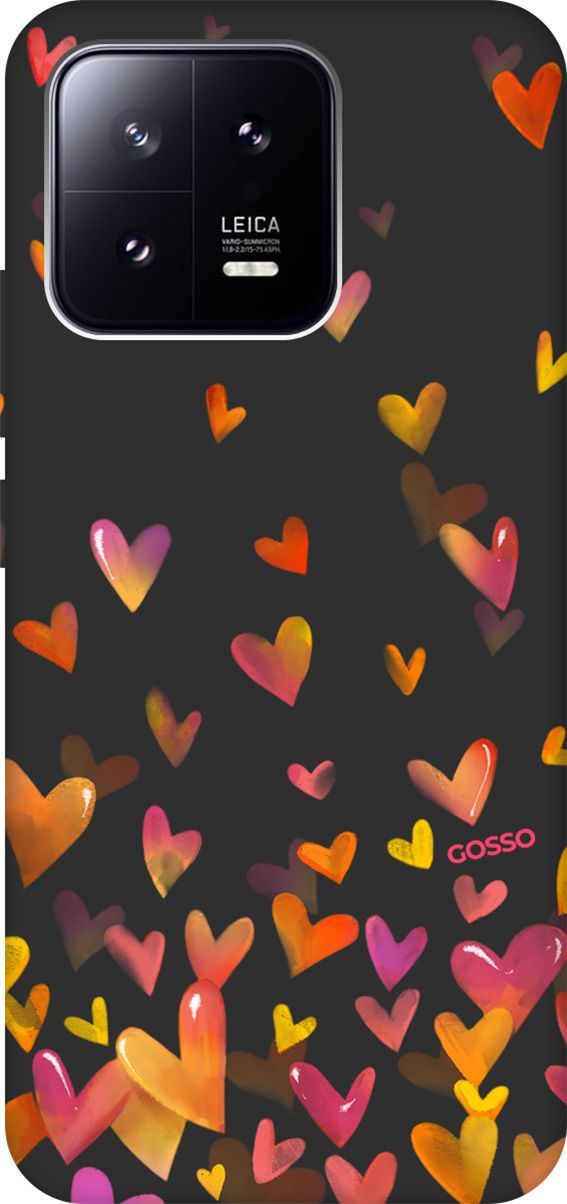 

Матовый Soft Touch Чехол на Xiaomi 13 с 3D принтом "Flying Hearts" черный, Черный;желтый, 159022