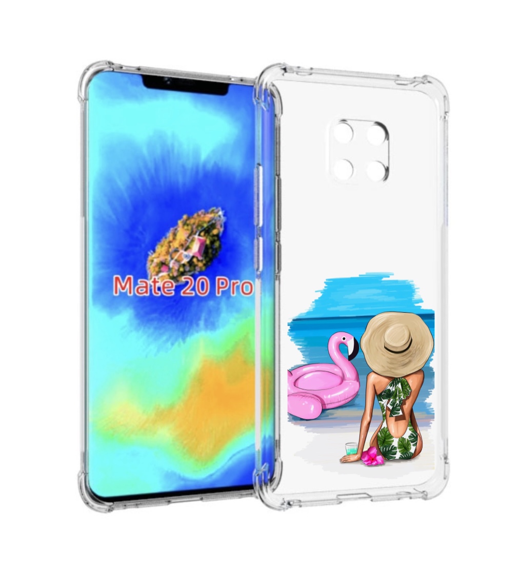 Чехол MyPads Девушка-и-фламинго женский для Huawei Mate 20 Pro/Mate 20 RS 6.39