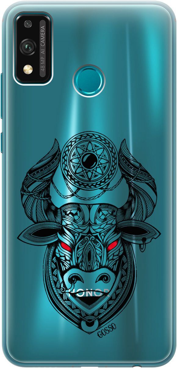

Силиконовый чехол на Honor 9X Lite/Хонор 9Х Лайт с 3D принтом "Grand Bull" прозрачный, Прозрачный;красный, 241
