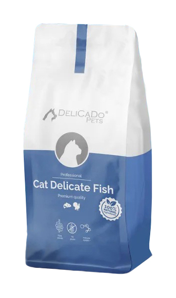 Сухой корм для кошек Delicado Delicate Fish, с атлантической рыбой и индейкой, 1,5 кг