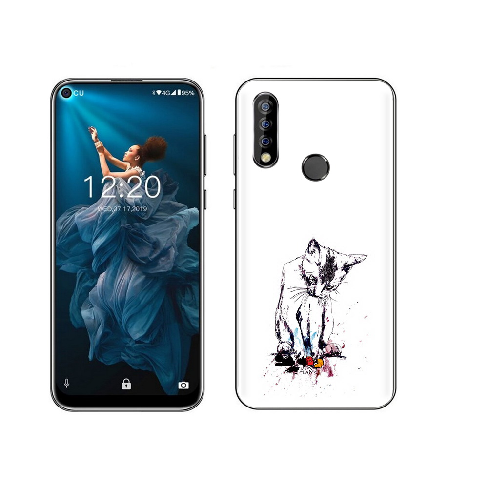 

Чехол MyPads Tocco для Oukitel C17 Pro кот и микки, Прозрачный, Tocco