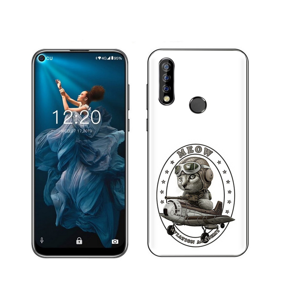 

Чехол MyPads Tocco для Oukitel C17 Pro кот в самолете, Прозрачный, Tocco