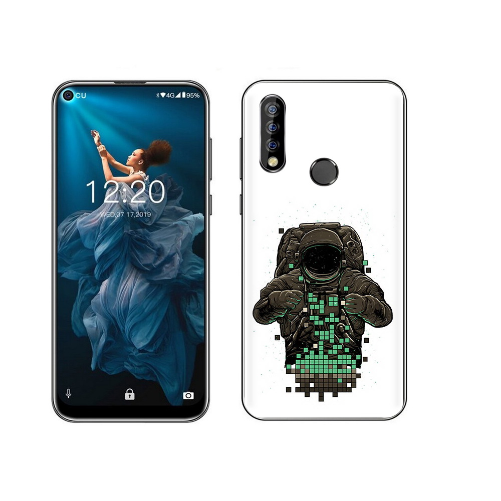 

Чехол MyPads Tocco для Oukitel C17 Pro космонавт с пикселями, Прозрачный, Tocco