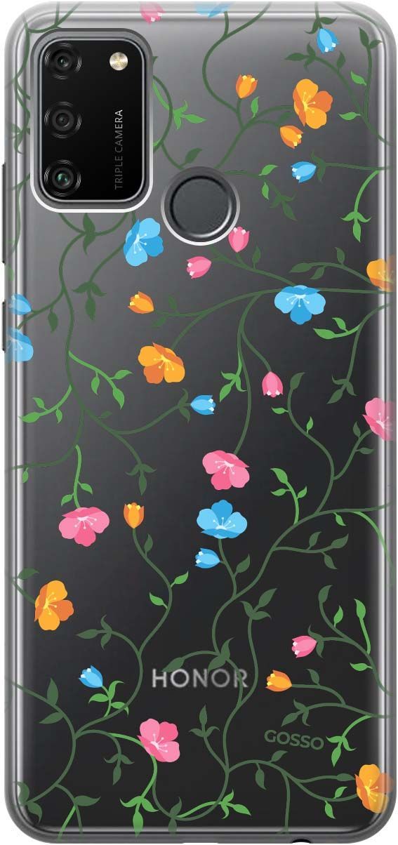 

Силиконовый чехол на Honor 9A с 3D принтом "Сurly Flowers" прозрачный, Прозрачный;голубой, 174