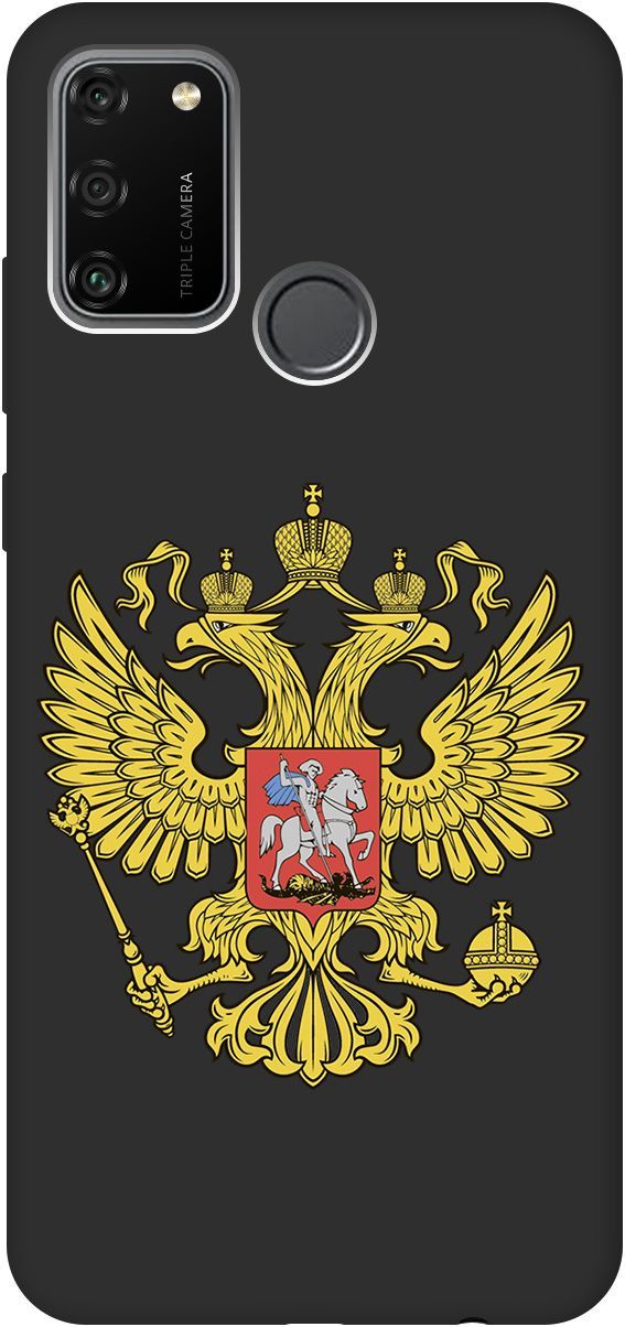 

Матовый Soft Touch силиконовый чехол на Honor 9A с 3D принтом "Patriot" черный, Черный;желтый, 0