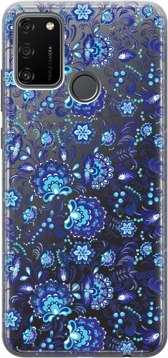 

Силиконовый чехол на Honor 9A с 3D принтом "Gzhel" прозрачный, Прозрачный;голубой, 0