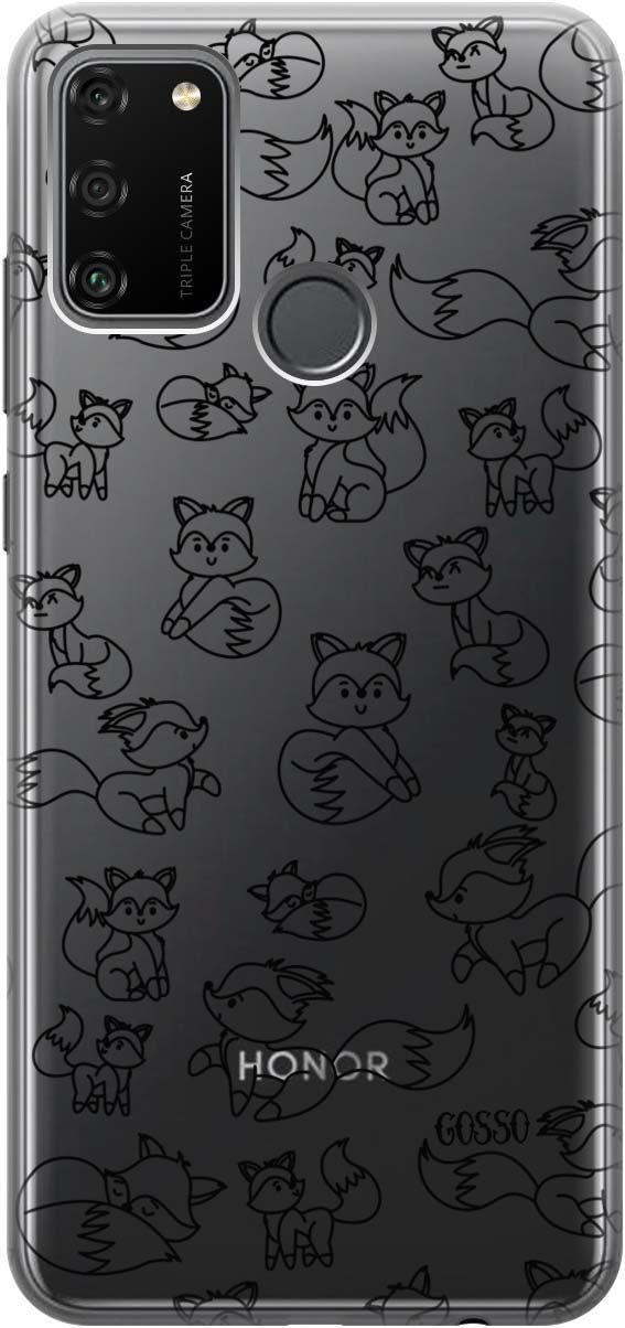 

Силиконовый чехол на Honor 9A с 3D принтом "Funny Foxes" прозрачный, Прозрачный;черный, 0