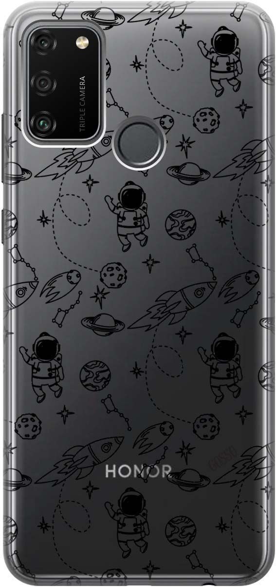 

Силиконовый чехол на Honor 9A с 3D принтом "Space" прозрачный, Прозрачный;черный, 0