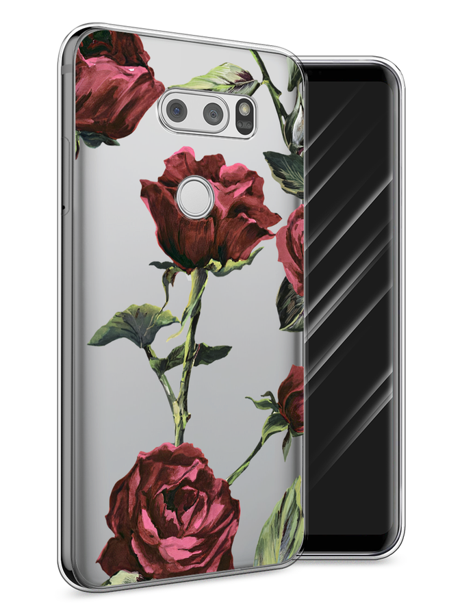 

Чехол Awog на LG V30 "Бордовые розы фон", Красный, 83050-8