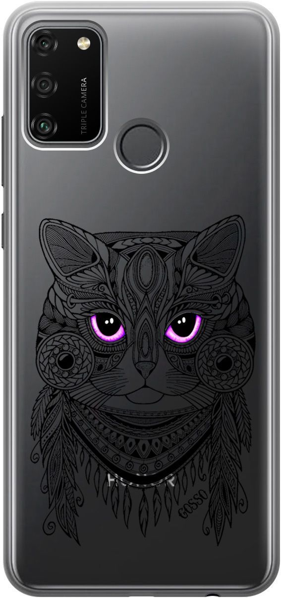 

Силиконовый чехол на Honor 9A с 3D принтом "Grand Cat" прозрачный, Прозрачный;фиолетовый, 0