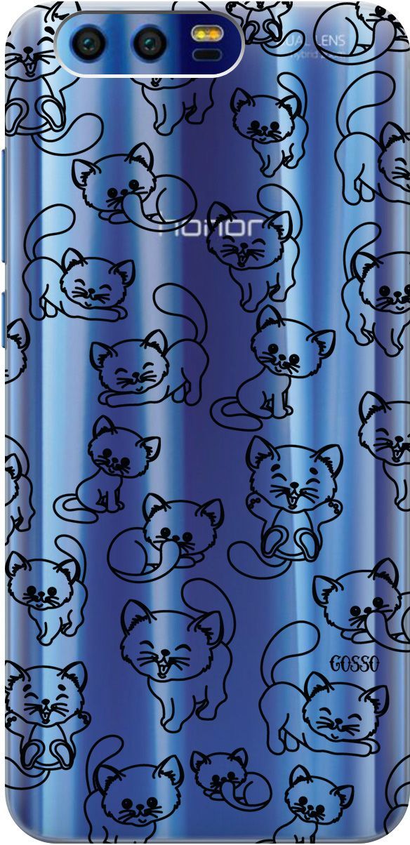 

Силиконовый чехол на Honor 9 с 3D принтом "Cute Kitties" прозрачный, Прозрачный;черный, 0