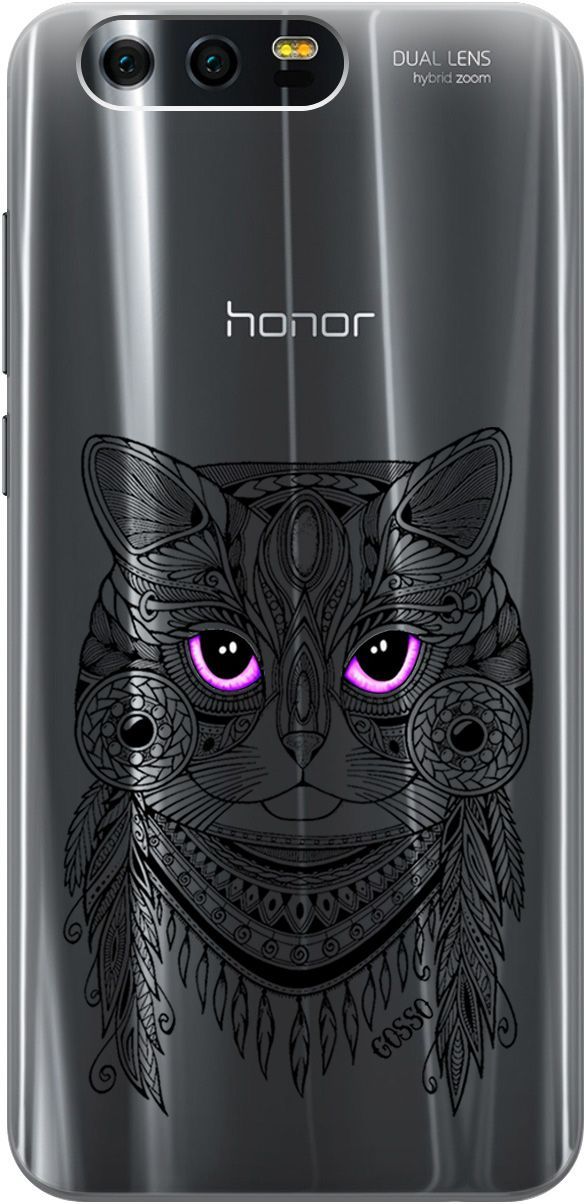 

Силиконовый чехол на Honor 9 с 3D принтом "Grand Cat" прозрачный, Прозрачный;фиолетовый, 0