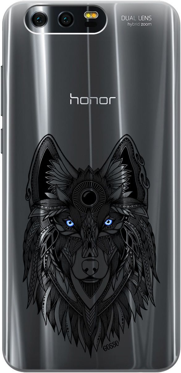 

Силиконовый чехол на Honor 9 с 3D принтом "Grand Wolf" прозрачный, Прозрачный;голубой, 0
