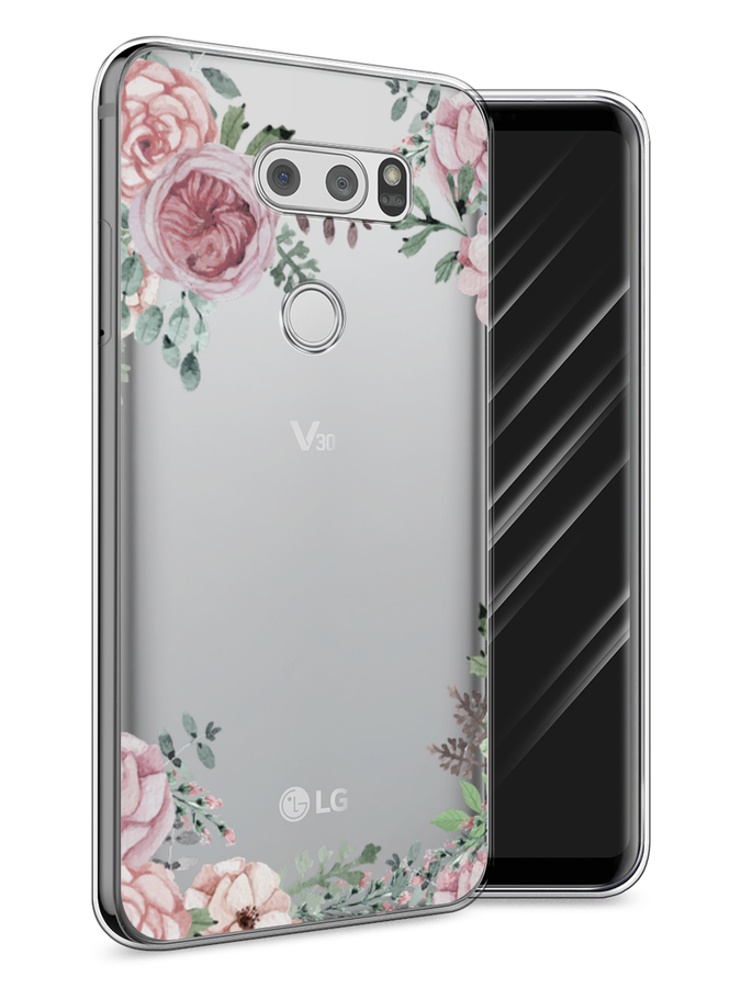 

Чехол Awog на LG V30 "Нежные розы акварель", Прозрачный;розовый;зеленый, 83050-8
