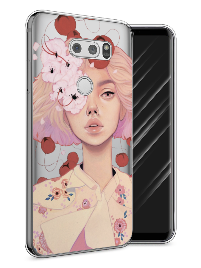 

Чехол Awog на LG V30 "Цветочная анархия", Бежевый;розовый;красный, 83050-7