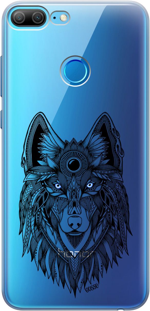 

Силиконовый чехол на Honor 9 Lite с 3D принтом "Grand Wolf" прозрачный, Прозрачный;голубой, 0