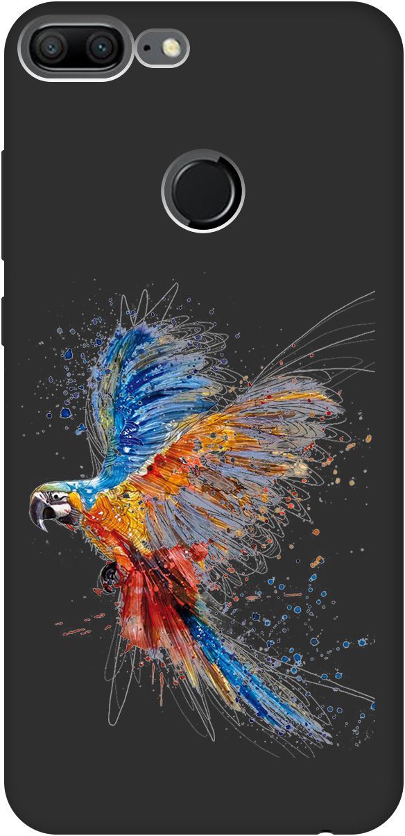 

Матовый чехол на Honor 9 Lite с принтом "Colorful Parrot" черный, Черный;красный, 0